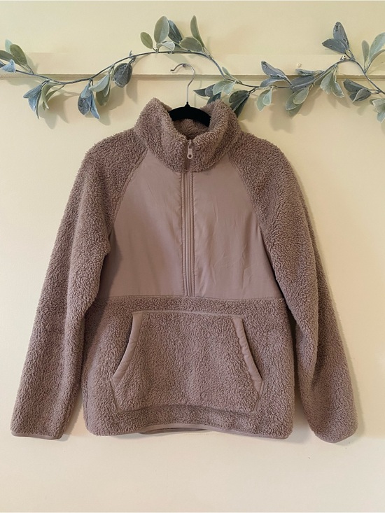 girlfriend collective Jackets & Blazers - girlfriend collective Taupe Sherpa Half-Zip Pullover Jacket